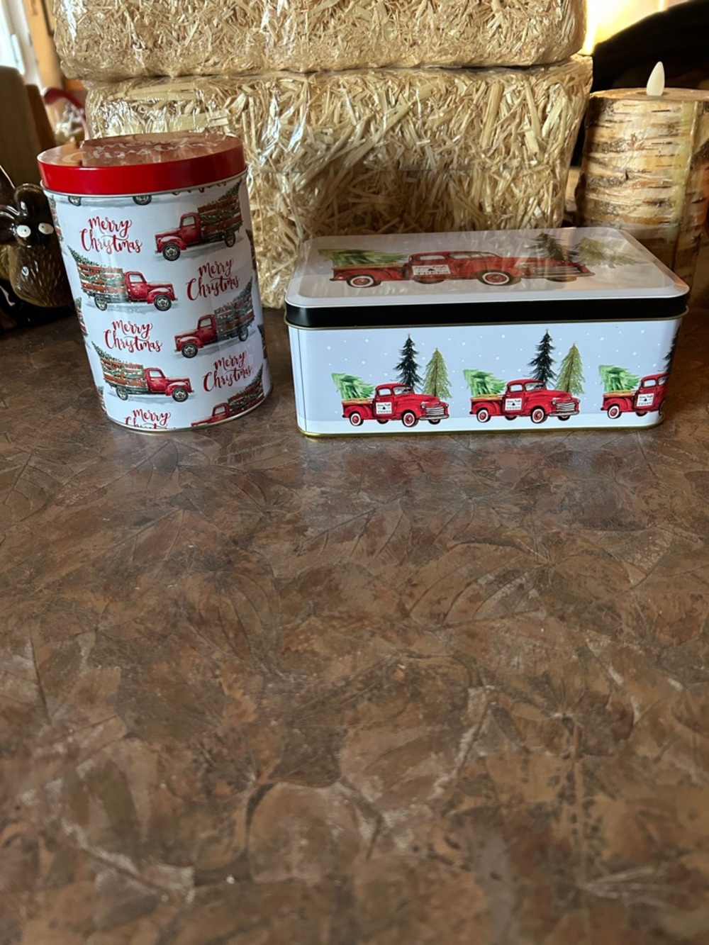 Brother and Sister Set of Two Christmas Tins
